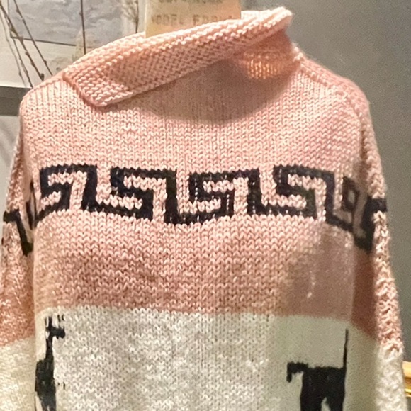 Vintage Hand Knitted Cape/Poncho Pullover | Black/White/Pink | Size: OS - Picture 10 of 14